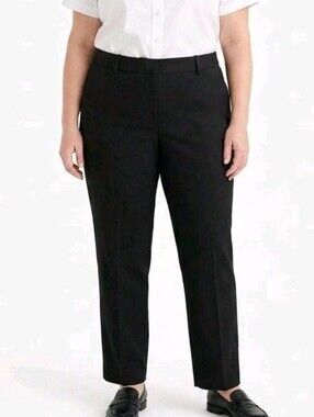 NWT J Crew Kallie Straight Leg Pants Wmns 22 Black Cotton Stretch Twill Trouser